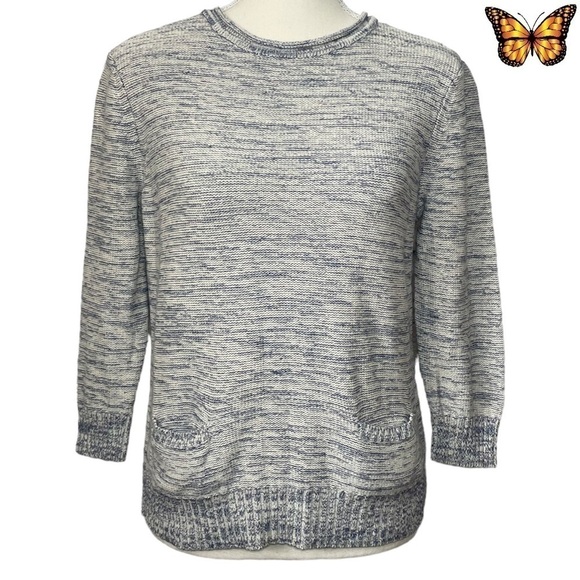 Chaps 3/4 Sleeve Crew Sweater with Ribbed Detailing Size Medium - Picture 1 of 9